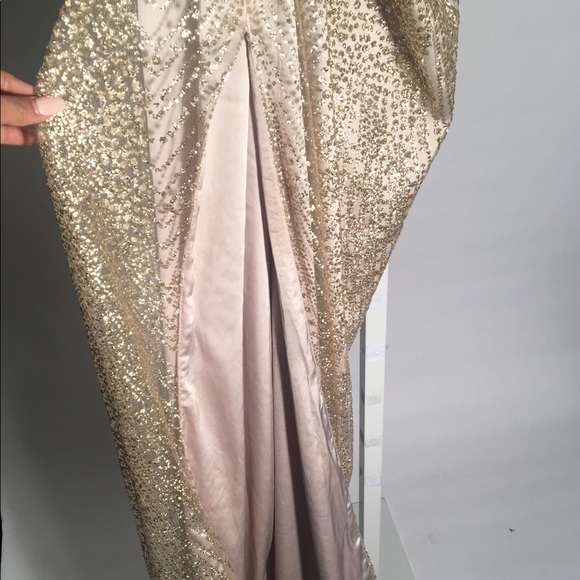 Meshki Gold Champagne Glitter Maxi Dress - Picture 5 of 8